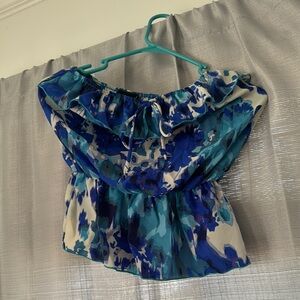 Blue Floral Off-Shoulder Women's Top